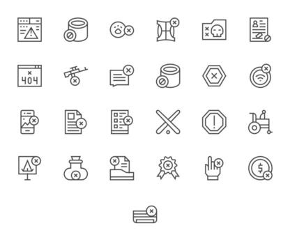 Invalid Icon Repository containing 25 Regular Line High Resolution Pixel Aligned graphics vector