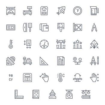 35 128x128 Regular Line Icons optimized for Scale Pixel Optimized display vector