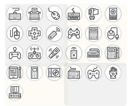 Input Device Pixel Optimized Set with 25 High Resolution Regular Line Icons vector