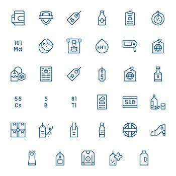 35 íconos para etiqueta optimizado en detalle mejorado alto resolución regular línea resolución vector