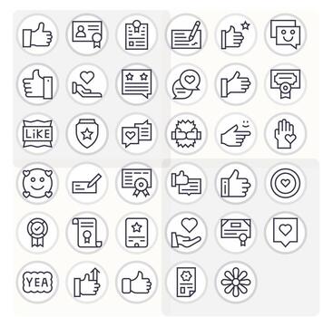 aprobación visual paquete conteniendo 35 regular línea píxel optimizado íconos vector