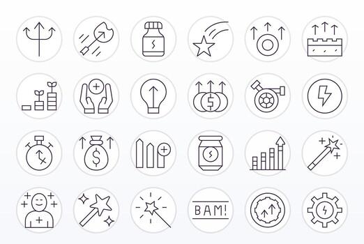 24 256x256 Icons for Boost in Pixel Optimized Thin Line Format vector