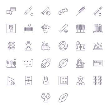32 Thin Line Icons designed for Field in 64x64 Editable format vector