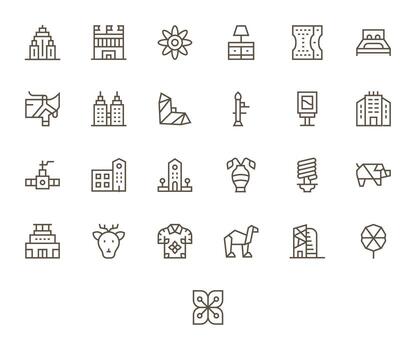 25 128x128 Regular Line Icons optimized for Modern Pixel Optimized display vector