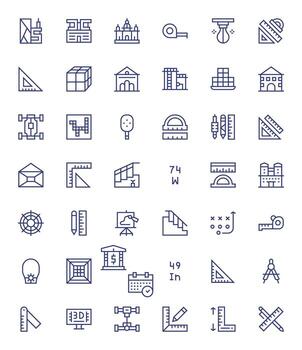 42 64x64 Regular Line Icons for Blueprint with Pixel Optimized precision vector