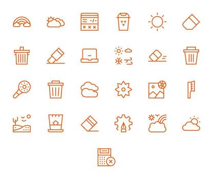 Clear Complete Package with 25 128x128 Regular Line Pixel Optimized Icons vector