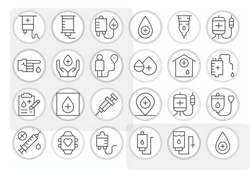 24 64 x 64 Delgado línea íconos optimizado para sangre píxel optimizado monitor vector