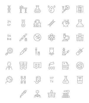 Thin Line Grid Fitted Icons from Laboratory Set with 40 256x256 Icons vector
