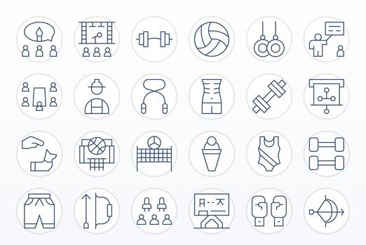 Training Icon Arsenal with 24 High Resolution Thin Line Pixel Aligned designs vector