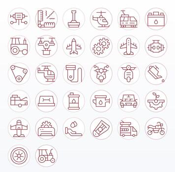 32 Icons for Engine optimized in Detail Enhanced 128x128 Thin Line resolution vector
