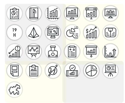 25 64x64 Regular Line Icons for Chart with Display Perfect precision vector