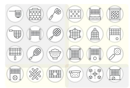 24 High Resolution Thin Line Detail Enhanced Icons for Mesh Projects vector