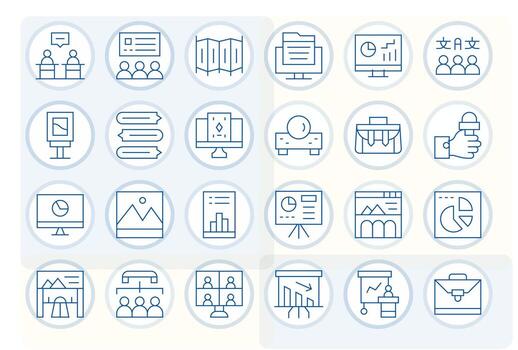 24 Detail Enhanced Thin Line Icons designed for Presentation Interface vector