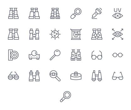 Optical Pixel Optimized Set with 25 128x128 Regular Line Icons vector
