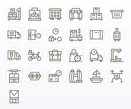 Shipping Icon Toolkit featuring 25 Editable 256x256 Regular Line elements vector