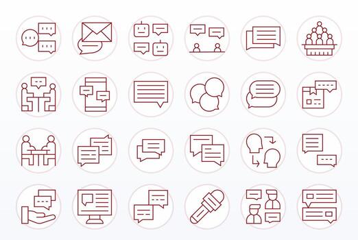 Dialogue Comprehensive Bundle with 24 Pixel Optimized Thin Line Retina Ready Icons vector