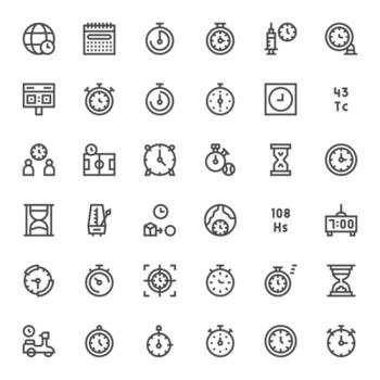 36 128x128 Bold Line Icons optimized for Timing Editable display vector