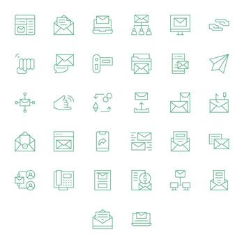 Send Comprehensive Bundle with 32 Pixel Aligned Thin Line 64x64 Icons vector