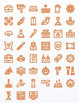 Maintenance Comprehensive Bundle with 45 Pixel Aligned Bold Line 128x128 Icons vector