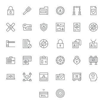 Access Control Icon Set with 32 Thin Line Retina Ready Editable Graphics vector