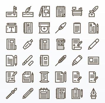 Writing Scalable Set featuring 36 Editable Bold Line 128x128 Icons vector
