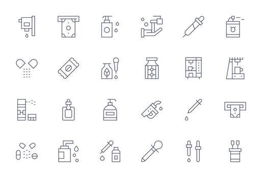 Dispensing Modern Collection with 24 Thin Line High Resolution Pixel Optimized Icons vector