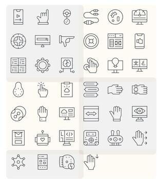 40 Icons inspired by Interface in PIXEL Perfect High Resolution Thin Line quality vector