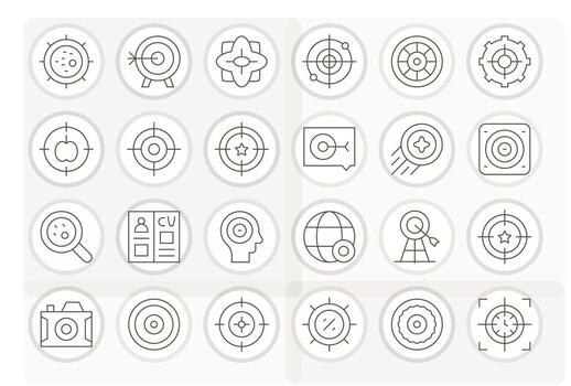 24 Icons inspired by Objective in Pixel Aligned Retina Ready Thin Line quality vector