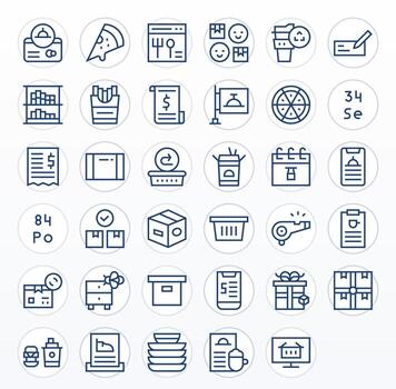 35 128x128 regular línea íconos optimizado para orden píxel optimizado monitor vector