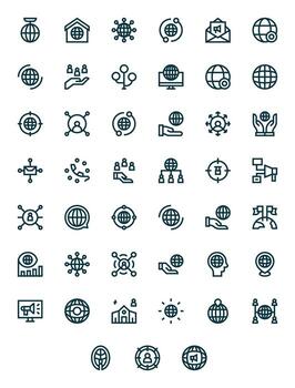 Outreach Design Icons featuring 45 Pixel Optimized Bold Line Style vector