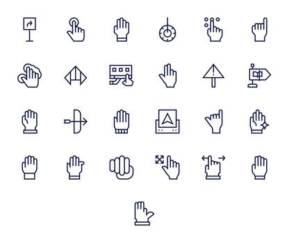 Pointer Design Icons featuring 25 Pixel Optimized Regular Line Style vector