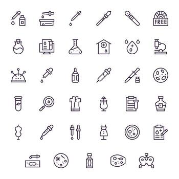 Sample Design Icons featuring 35 Pixel Aligned Regular Line Style vector