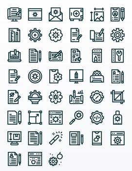 45 128x128 Bold Line Icons optimized for Modify PIXEL Perfect display vector