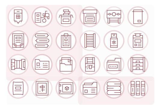 archivo gabinete icono arsenal con 24 alto resolución Delgado línea monitor Perfecto diseños vector