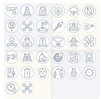 Warning Pixel Aligned Set with 32 256x256 Thin Line Icons vector