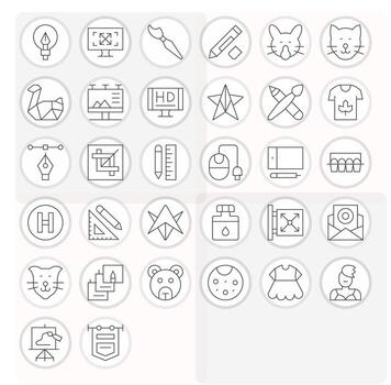 32 PIXEL Perfect Thin Line Icons designed for Graphic Design Interface vector