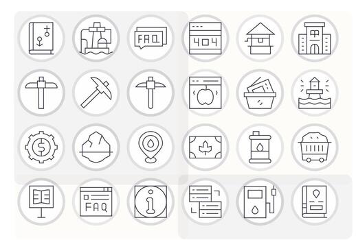24 Pixel Aligned Icons themed around Resource in Retina Ready Thin Line format vector