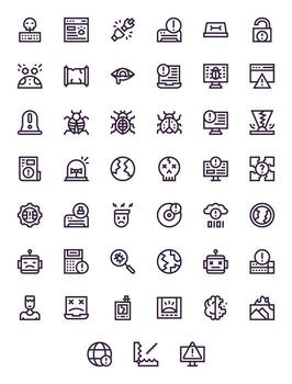 45 negrita línea íconos desde mal funcionamiento en alto resolución píxel alineado calidad vector