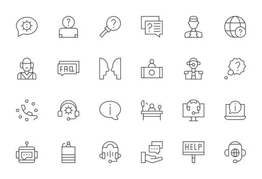 24 Pixel Optimized Thin Line Icons from Helpdesk Collection vector