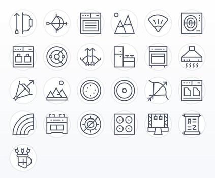Range Icon Set with 25 Regular Line Retina Ready PIXEL Perfect Graphics vector