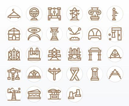 28 PIXEL Perfect Icons themed around Support Structure in 128x128 Bold Line format vector