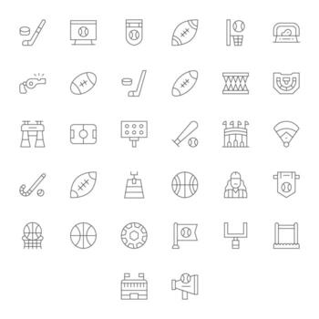 Stadium Icon Toolkit featuring 32 Pixel Optimized High Resolution Thin Line elements vector