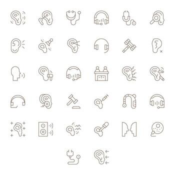 32 Thin Line Icons designed for Hearing in High Resolution Detail Enhanced format vector