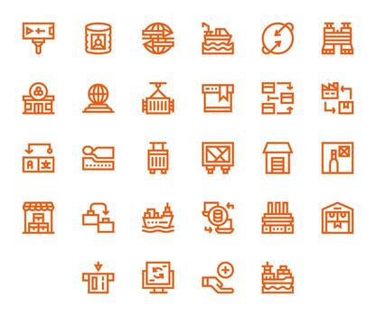 Bold Line Pixel Optimized Icons from Import Set with 28 High Resolution Icons vector