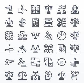 36 Pixel Optimized Icons themed around Decision in 256x256 Bold Line format vector
