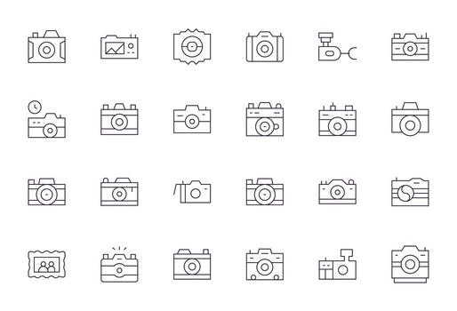 24 256x256 Thin Line Editable Icons for Snapshot Projects vector