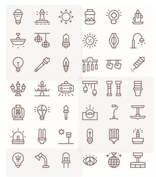 42 Regular Line Editable Vectors for Illumination Theme