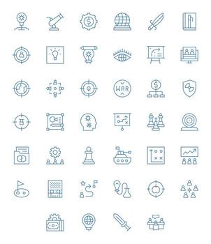 40 Icons for Strategy optimized in Display Perfect 128x128 Thin Line resolution vector