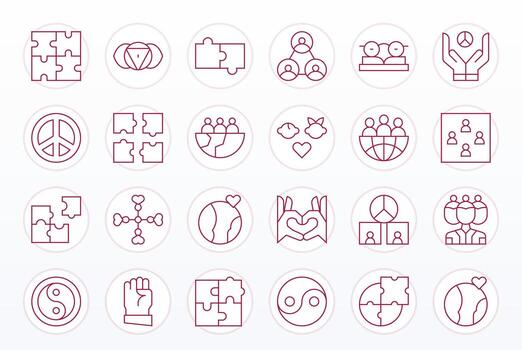 24 Icons inspired by Unity in Display Perfect High Resolution Thin Line quality vector
