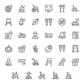Disabled featuring 35 High Resolution Icons in Regular Line Design vector
